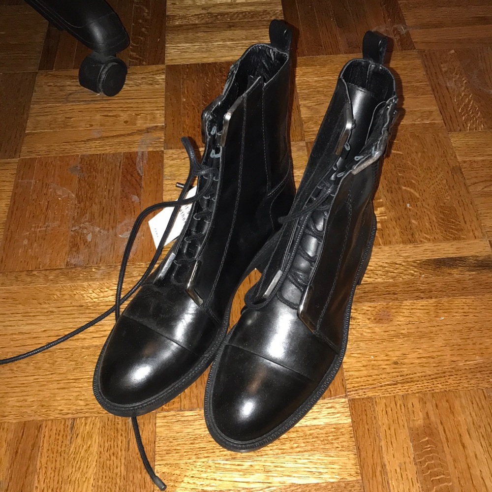 Zara leather combat boots (never worn)